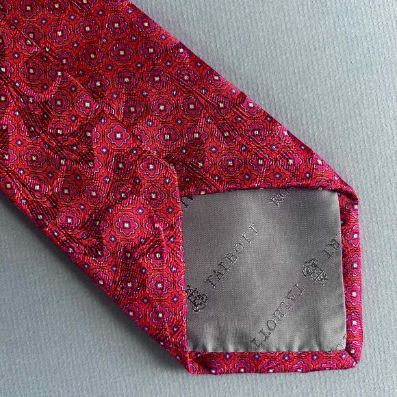 Robert Talbott Tie Silk Red Hand Sewn Diamond patterned wave - Picture 7 of 9